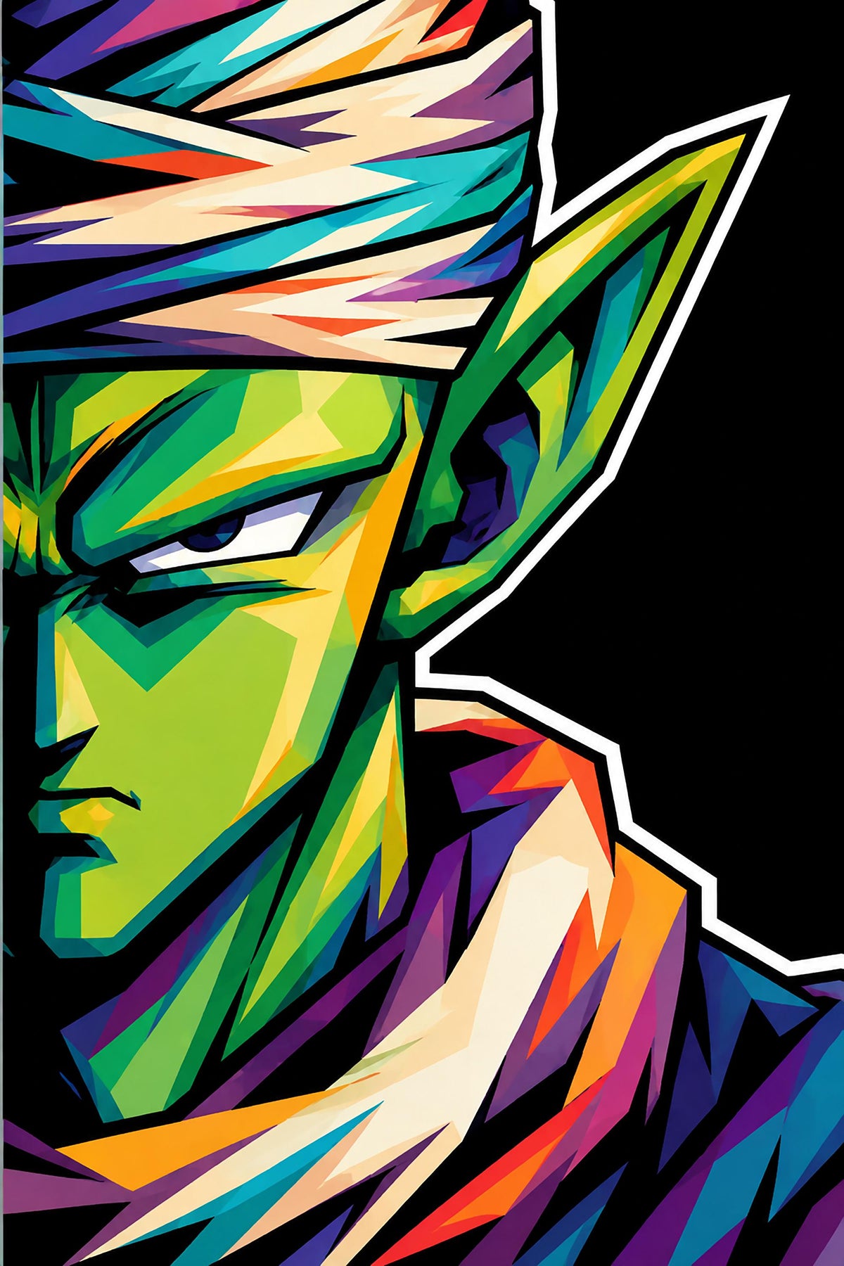 Quadro ritratto di guerriero verde in stile anime - Guardiano Verde Pop, stampa, tela o cornice