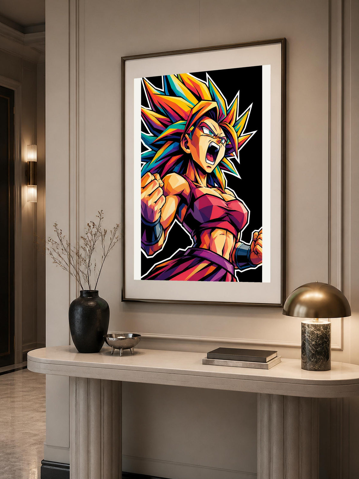 Quadro guerriero anime in posa dinamica - Furia del Guerriero, stampa, tela o cornice