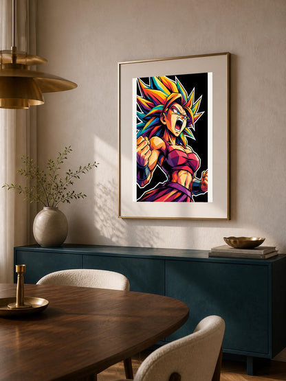 Quadro guerriero anime in posa dinamica - Furia del Guerriero, stampa, tela o cornice