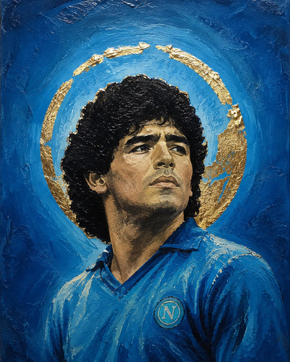 Quadro ritratto pittorico di calciatore in maglia azzurra - Icona Azzurra I, stampa, tela o cornice