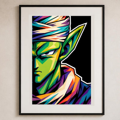 Quadro ritratto di guerriero verde in stile anime - Guardiano Verde Pop, stampa, tela o cornice