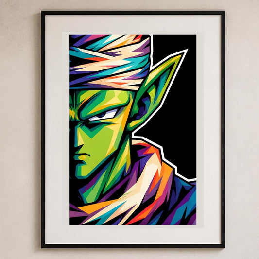 Quadro ritratto di guerriero verde in stile anime - Guardiano Verde Pop, stampa, tela o cornice