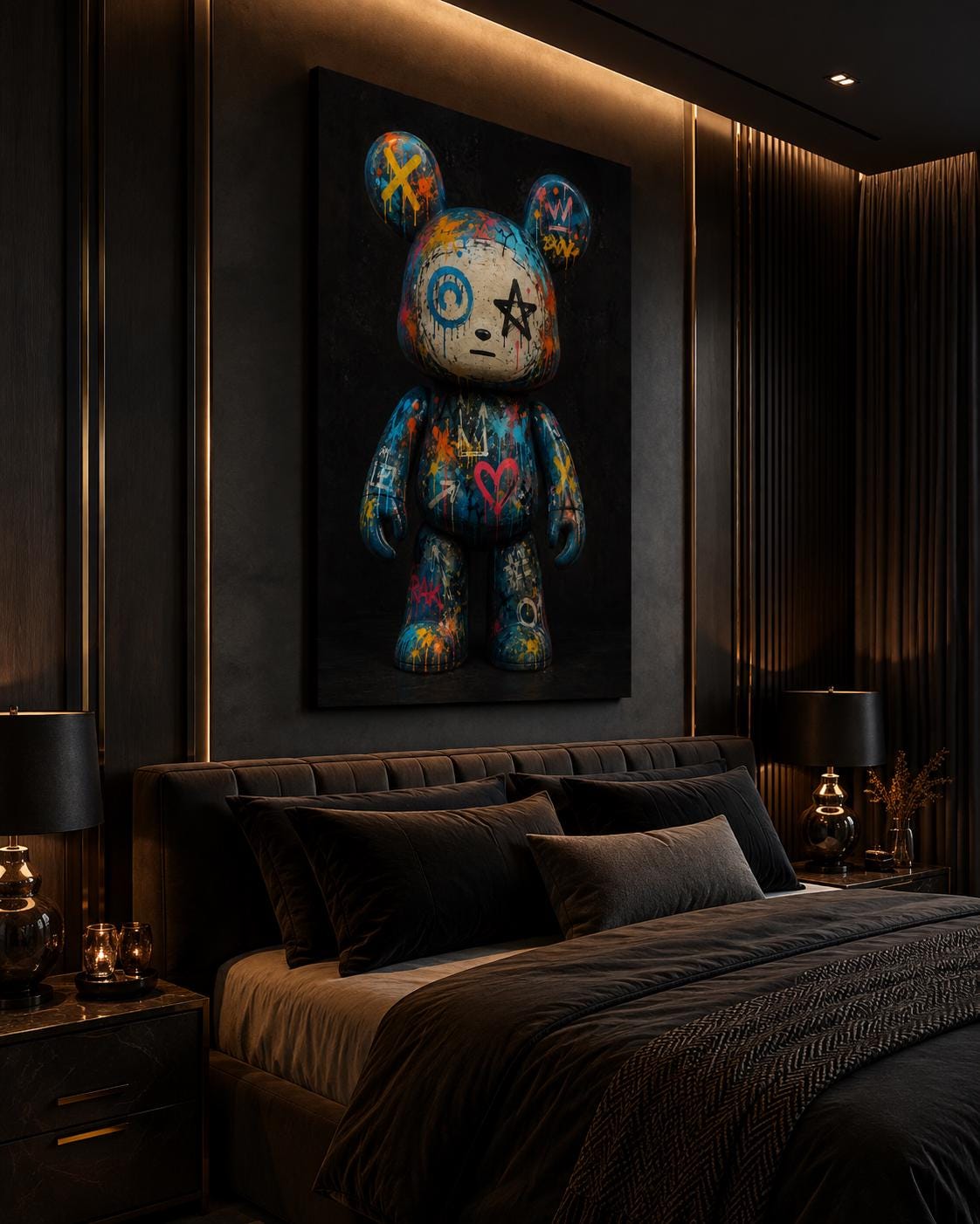 Quadro figura da collezione con orecchie tonde e graffiti - Toy Graffiti Notturno, stampa, tela o cornice