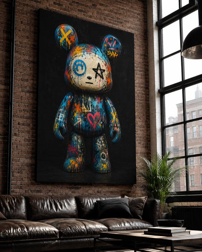 Quadro figura da collezione con orecchie tonde e graffiti - Toy Graffiti Notturno, stampa, tela o cornice