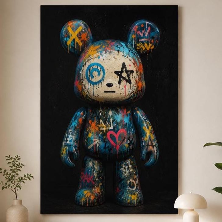 Quadro figura da collezione con orecchie tonde e graffiti - Toy Graffiti Notturno, stampa, tela o cornice