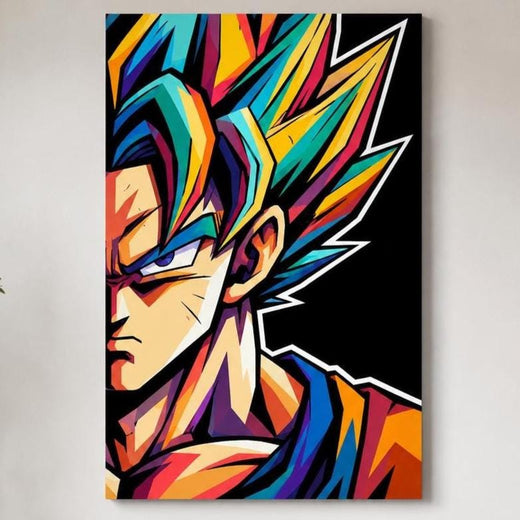 Quadro ritratto anime con capelli multicolore - Guerriero Arcobaleno, stampa, tela o cornice