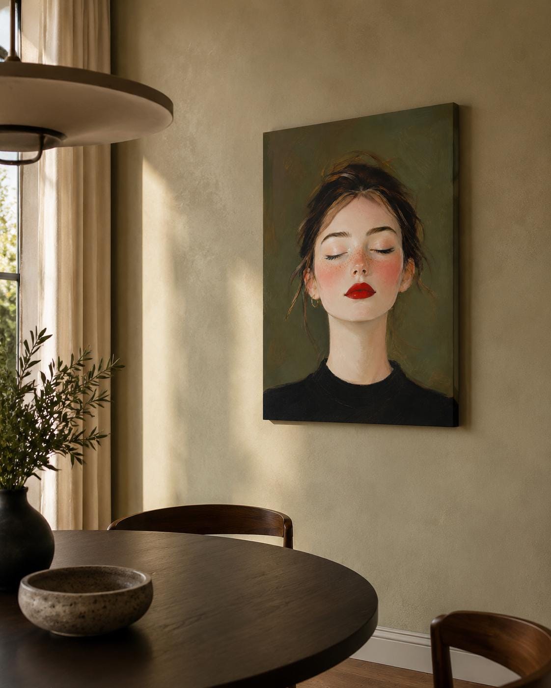 Quadro ritratto femminile luminoso con rossetto rosso - Rossetto Rosso II, stampa, tela o cornice