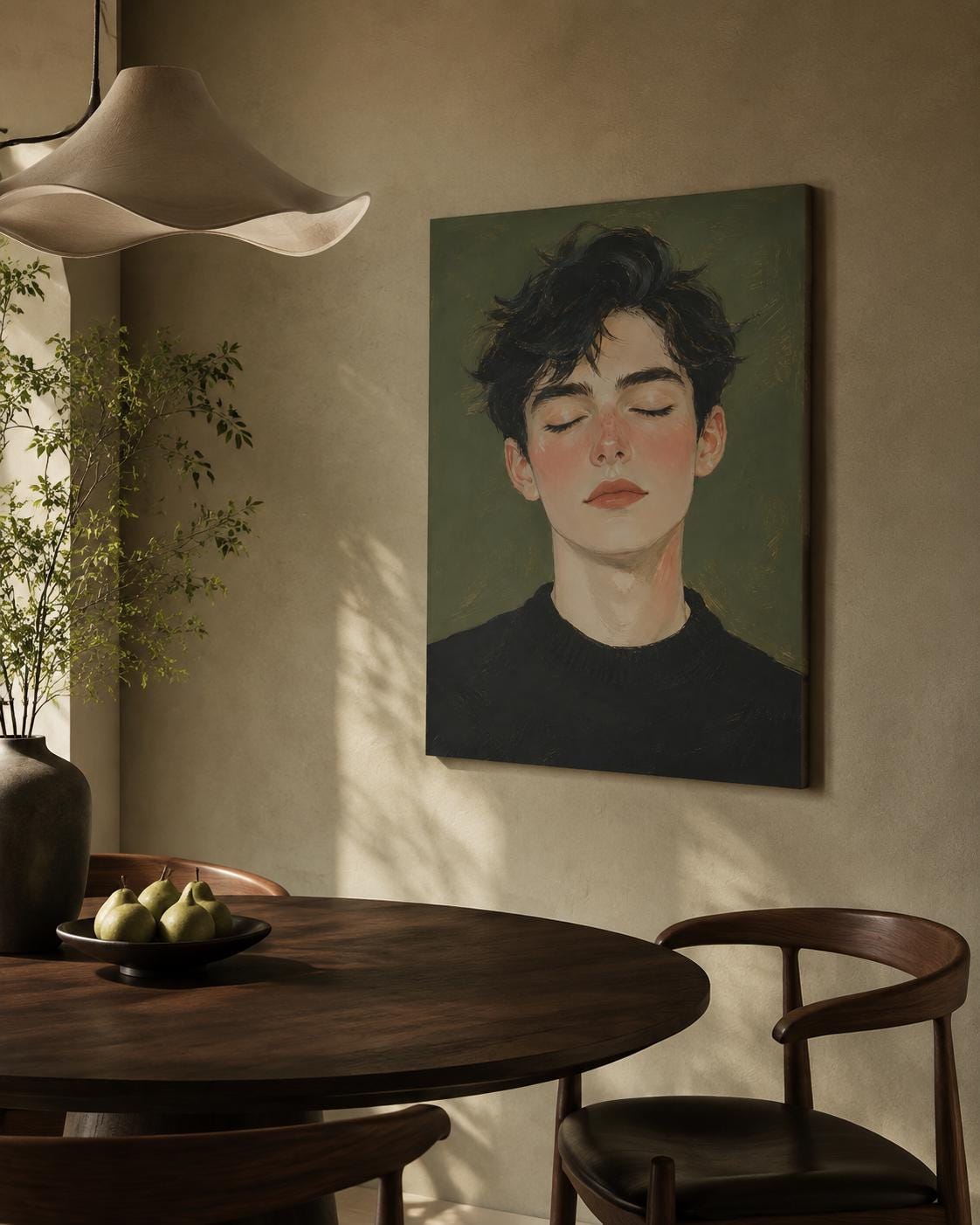 Quadro ritratto delicato con occhi chiusi - Volto in Quiete, stampa, tela o cornice