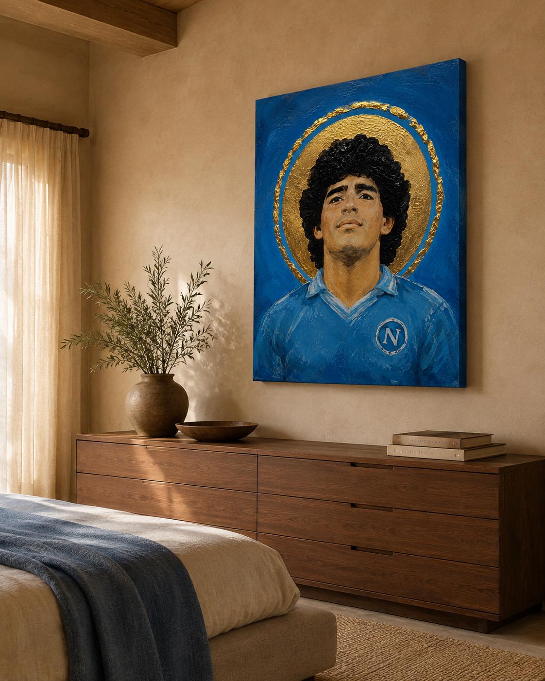 Quadro ritratto di calciatore rivolto verso l'alto - Sguardo al Cielo, stampa, tela o cornice
