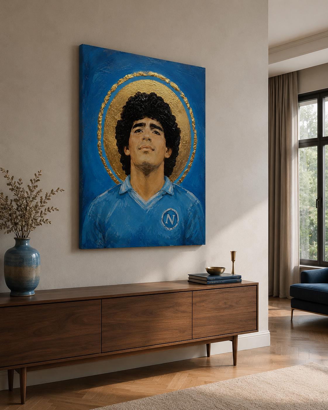 Quadro ritratto di calciatore rivolto verso l'alto - Sguardo al Cielo, stampa, tela o cornice