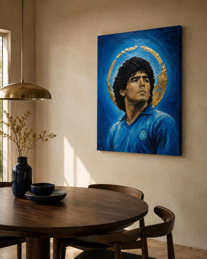 Quadro ritratto pittorico di calciatore in maglia azzurra - Icona Azzurra I, stampa, tela o cornice