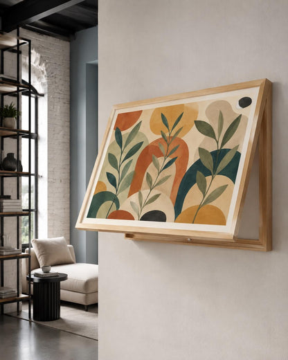 Copricontatore apribile botanico geometrico, quadro colorato con cornice o tela