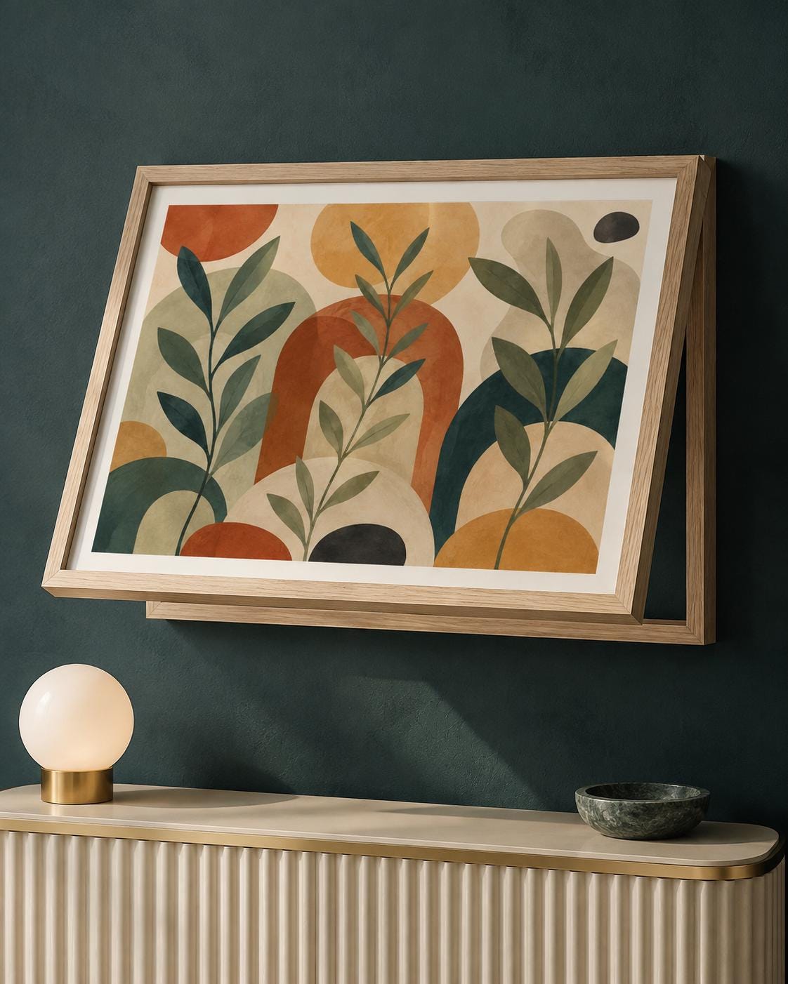 Copricontatore apribile botanico geometrico, quadro colorato con cornice o tela