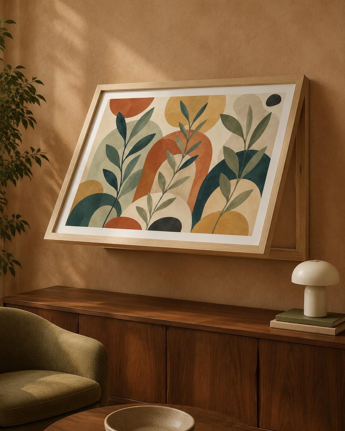 Copricontatore apribile botanico geometrico, quadro colorato con cornice o tela