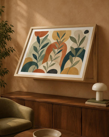 Copricontatore apribile botanico geometrico, quadro colorato con cornice o tela