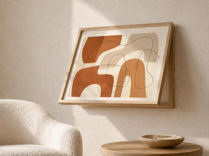 Copricontatore apribile con archi terracotta, quadro astratto con cornice o tela