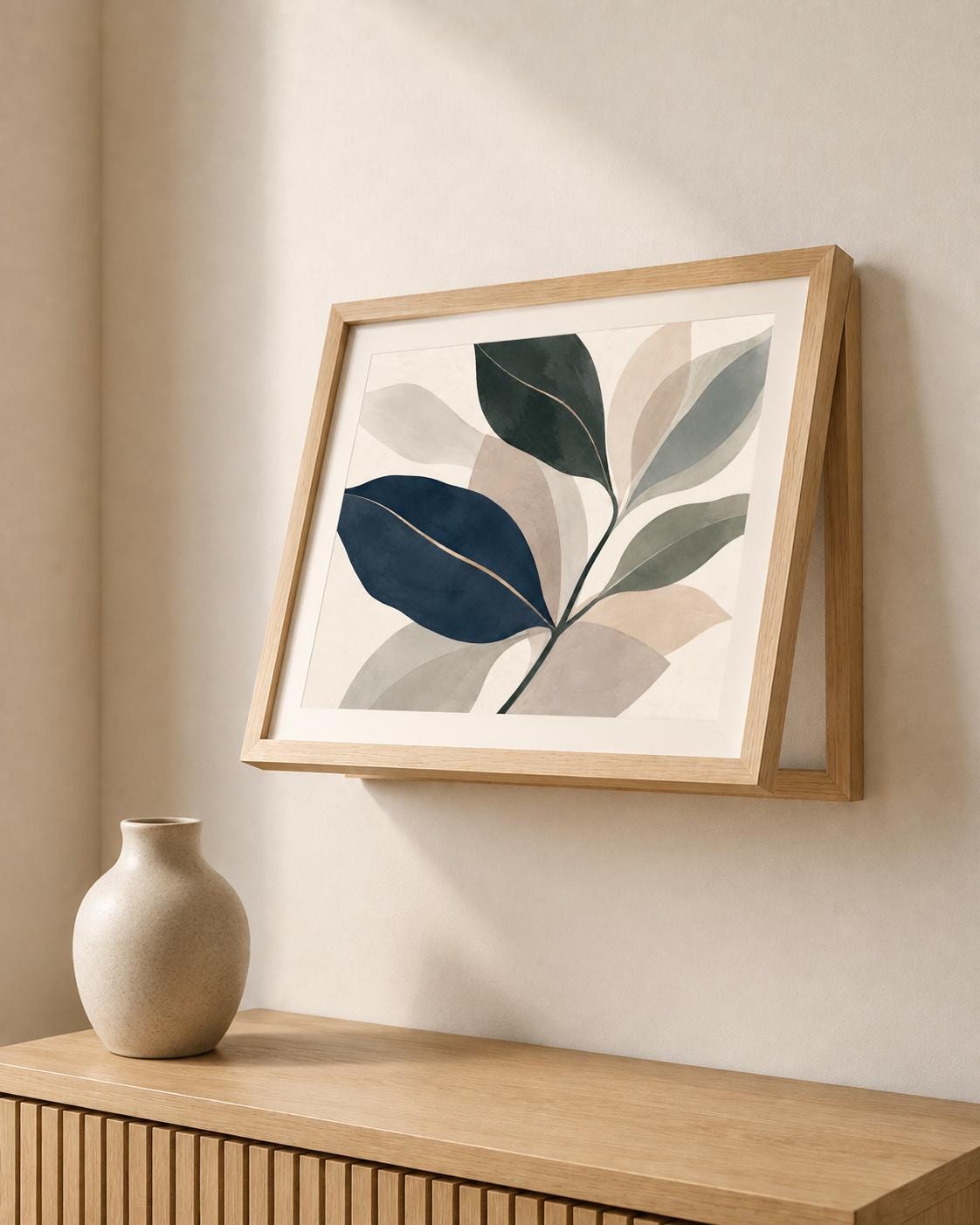 Copricontatore apribile botanico con grandi foglie, quadro con cornice o tela