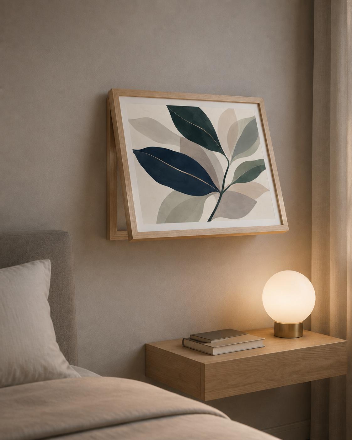 Copricontatore apribile botanico con grandi foglie, quadro con cornice o tela