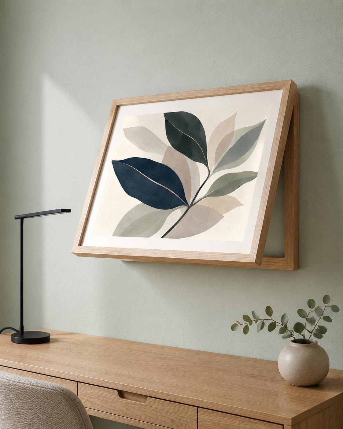 Copricontatore apribile botanico con grandi foglie, quadro con cornice o tela