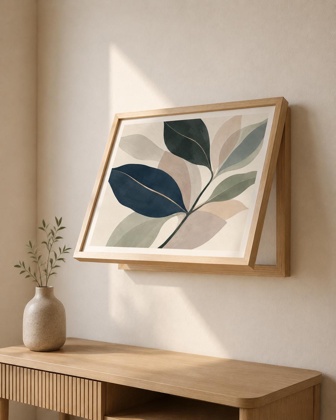 Copricontatore apribile botanico con grandi foglie, quadro con cornice o tela