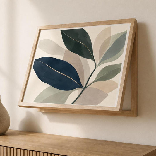 Copricontatore apribile botanico con grandi foglie, quadro con cornice o tela