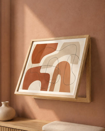 Copricontatore apribile con archi terracotta, quadro astratto con cornice o tela