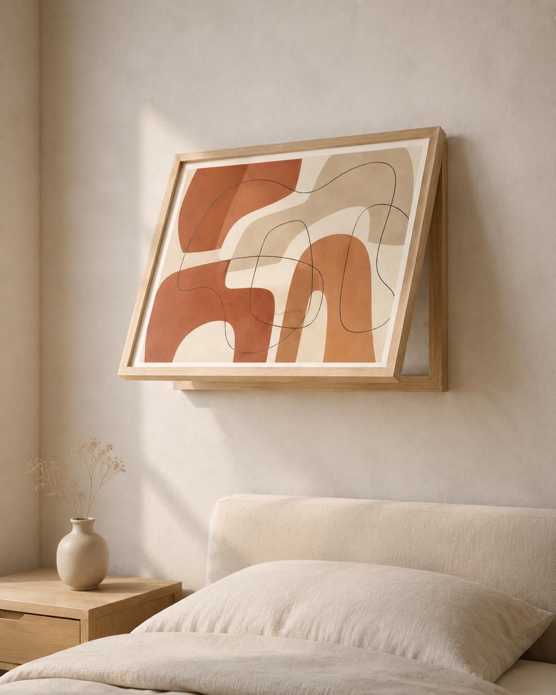 Copricontatore apribile con archi terracotta, quadro astratto con cornice o tela