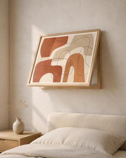 Copricontatore apribile con archi terracotta, quadro astratto con cornice o tela