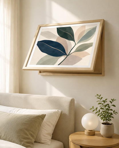 Copricontatore apribile botanico con grandi foglie, quadro con cornice o tela
