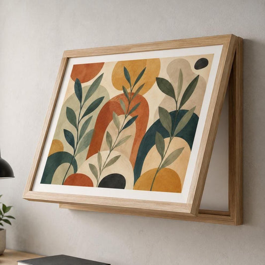 Copricontatore apribile botanico geometrico, quadro colorato con cornice o tela