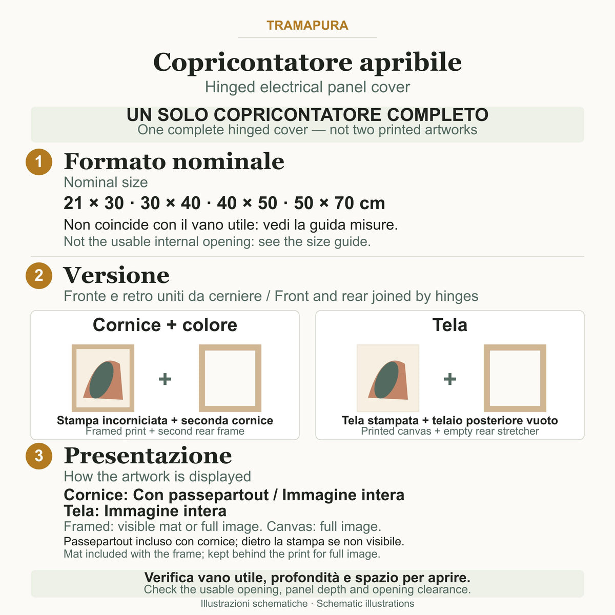 Copricontatore apribile con magnolie color pesca e boccioli blu, cornice o tela