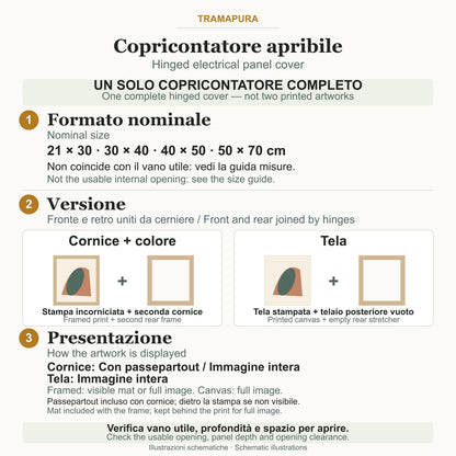 Copricontatore apribile con magnolie color pesca e boccioli blu, cornice o tela